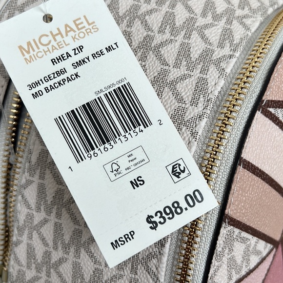 Michael Kors Rhea Signature Logo Zip Medium Backpack - Smokey Rose Multi - Picture 16 of 17